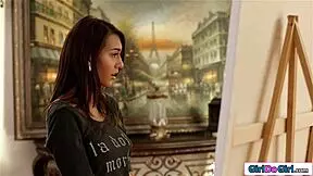 damn 18yo student slut licks shaved model pussy and teachers big natural tits in hot threesome 69