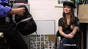 busted in fake cop uniform stealing 😏 now give me that office blowjob 👮‍♀️💦