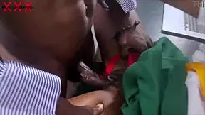 Homemade threesome where horny black teacher bends over big ass for monster cock doggystyle then squirts hard.