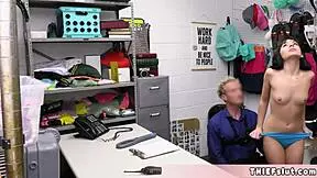 A beautiful italian shoplifter teen gets caught by mall cop and her tight pussy destroyed rough doggystyle bent over.