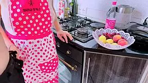 Mature Horny Colombian Latina Big Tits Big Ass Fat Wife Fucks Godson Kitchen Crazy Sex While Husband Watches TV Natural Tits Tattoo