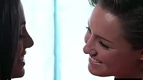 Brunette lesbian roommate licks fingers petite pussy first time dorm cunilingus ass sucking