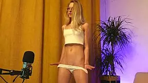 SEXY BLONDE TEEN RIPS CLOTHES DANCES STRIPS PANTIES WET PUSSY TEASE