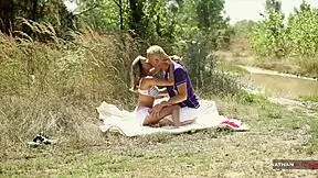 blonde milf's seductive tease turns into risky outdoor assfucking quickie orgasm