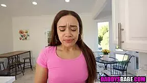 stepdaughter munches cucumber then slurps stepdad's monster cock