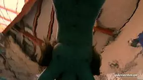 big tits silvie swims bikini-off, flashes hairy pussy underwater?