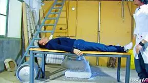 Geile teen Angelica in witziger Karneval story gets rough threesome facial from Germans