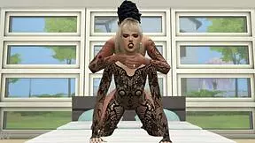 girl in lingerie bent over fucked hard doggystyle in sims 4 game