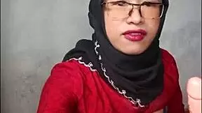 black hijab shemale strokes her cock and fucks her ass with dildo solo