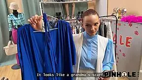 Ever wonder what happens when a Russian teen shoves a vibrator up her ass in the fitting room?