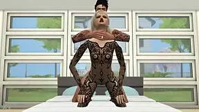 girl in lingerie bent over fucked hard doggystyle in sims 4 game