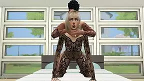 girl in lingerie bent over fucked hard doggystyle in sims 4 game