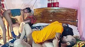 hanif pk and popy rock bikinis as two horny deshi girls ride ex-boyfriend's cock wildly