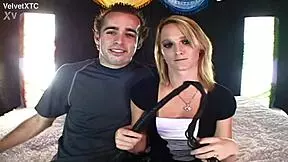 Hey couple, this petite blonde babe's tight pussy squeezes during dirty talk casting