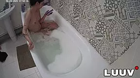 luuv elika shaves legs smooth in bathroom for voyeur camera