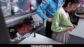 nerdy small tits latina teen shoplifter claire black strips for ryan mclane's sex deal