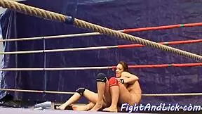 busty babes roll around naked wrestling pinning each other for sneaky pussy licks 👅💋