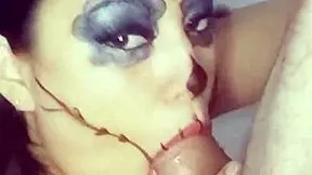 Halloween slut, swallow these deepthroat cum shots outdoors right now?