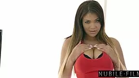 this big tit brunette cassidy banks in lingerie gives passionate titty fuck and reverse cowgirl ride