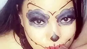 Halloween slut, swallow these deepthroat cum shots outdoors right now?