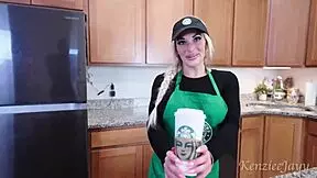 busty barista squirts bbc swallows cum shift