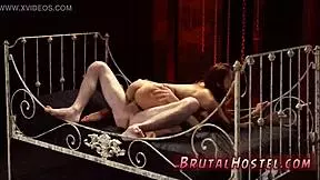 cute brunette teen strips bound in bdsm takes off clothes masturbates