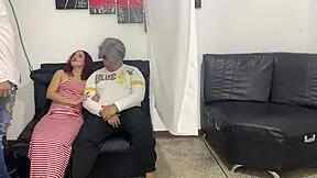 medico checks 18yo girl beside stepdad bent over doggystyle big cock