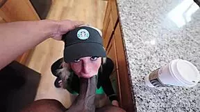 busty barista squirts bbc swallows cum shift
