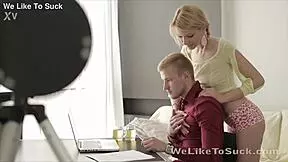 Karina Grand blonde gf fingers pussy licks cock pov then takes messy facial cumshot doggystyle