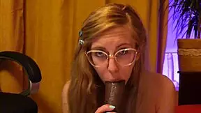First time blonde braces teen gags on monster BBC with toys and moans