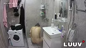 hey check out tattooed alice flashing her shaved pussy in the shower