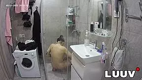 hey check out tattooed alice flashing her shaved pussy in the shower