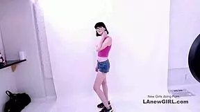 Sultry brunette model strips and fucks hard during intense casting audition