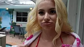 Stepdaddy creams young teen's huge boobs with hot load