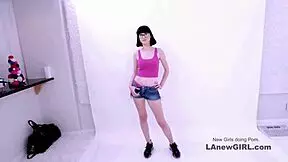 Sultry brunette model strips and fucks hard during intense casting audition