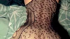 morenita en lencería de red bends over bedroom pov for deep doggystyle ass pounding and handjob finish