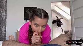 stepsis first time deepthroating my fat monster cock right?