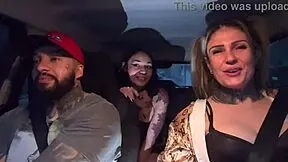 driver picks up fresh 18yo rider gives her tit-sucking gift till he cums in car