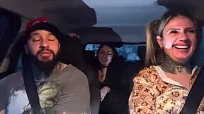 driver picks up fresh 18yo rider gives her tit-sucking gift till he cums in car