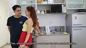 Fucking Best Friend's Girlfriend Bent Over Kitchen Counter Doggystyle While He's Next Door