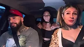 driver picks up fresh 18yo rider gives her tit-sucking gift till he cums in car