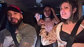 driver picks up fresh 18yo rider gives her tit-sucking gift till he cums in car