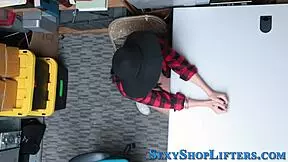 teen shoplifter gets hardcore ram from security in backroom