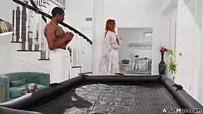 birthday nuru massage turns into two women licking bbc handjob cum?