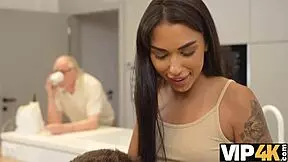 vip4k girlfriend's juicy shaved ass seduced and fucked by daddy friend