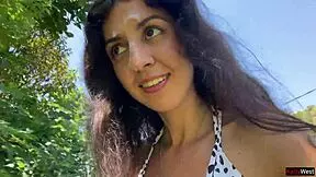 Walking Hot Cum Covered Face on Crowded Public Beach Full of People. Sloppy Exhibitionist Cumwalk