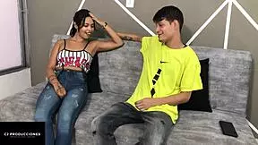 skinny colombian hermanastra lets me strip her naked then fucks her tight pussy hard at home part 1