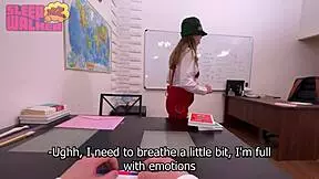 Naughty petite teen bends over for monster cock creampie to land the role