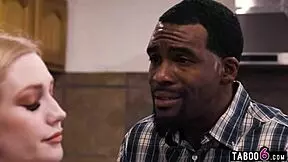Tiny blonde Emma Starletto craves her black stepdad's thick cock inside her