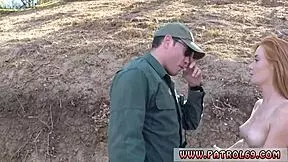 Redhead Border Hopper Submits to Cop Cock Domination Facial